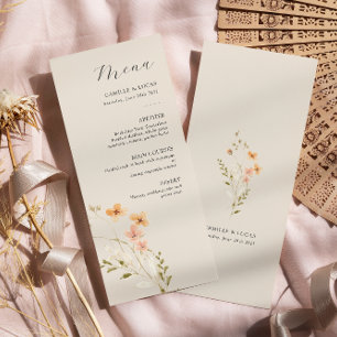 Menu Mariage Boho fleur sauvage