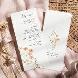 Menu Mariage Boho fleur sauvage<br><div class="desc">Floral Boho Menu Mariage. Ce menu de mariage élégant et élégant présente de magnifiques fleurs sauvages aquarellés peints à la main et disposés comme un joli bouquet parfait pour le printemps,  l'été ou les mariages de automne. Recherchez les éléments correspondants dans la collection de Mariages de Fleur sauvage Boho.</div>