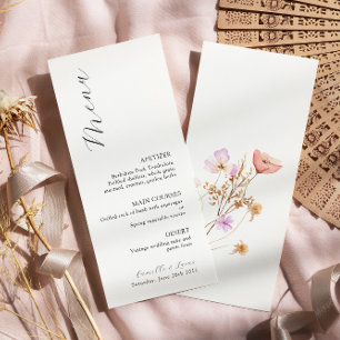 Menu Mariage Boho fleur sauvage