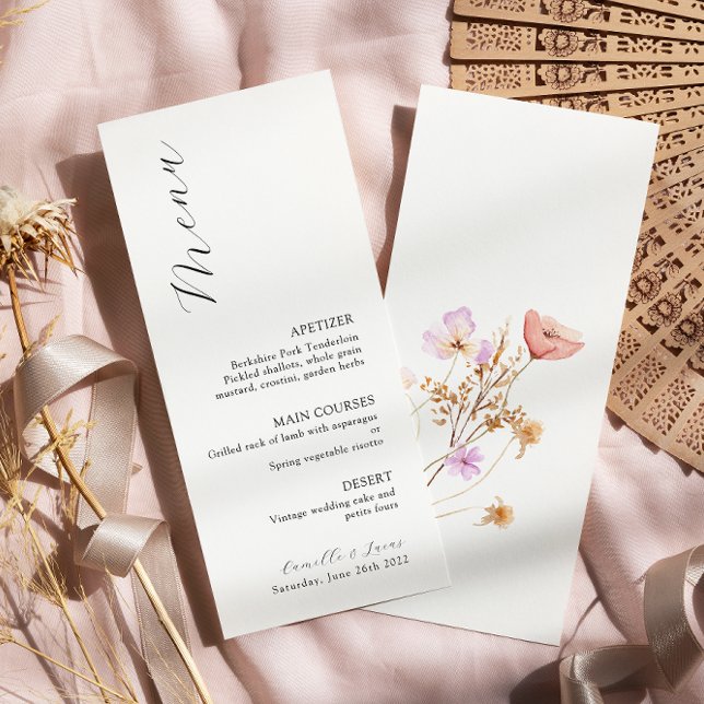 Menu Mariage Boho fleur sauvage (Créateur téléchargé)