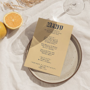 Menu Mariage Boho moderne et brillant de couleur rétro