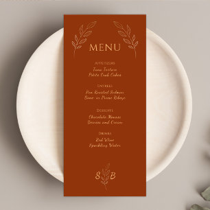 Menu Mariage Boho Monogram Monogram Orange