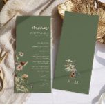 Menu Mariage Boho vert<br><div class="desc">Menu Mariage Boho Vert. Ce menu de mariage élégant et élégant présente de magnifiques fleurs sauvages aquarellés peints à la main et disposés comme un joli bouquet parfait pour le printemps, l'été ou les mariages de automne. Trouvez les objets correspondants dans la collection de Mariages Fleurs sauvages de saumons verts...</div>