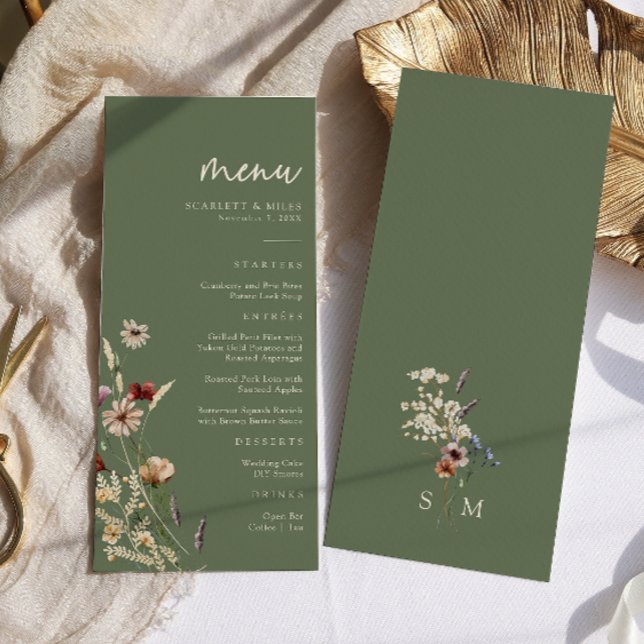 Menu Mariage Boho vert (Green Boho Wedding Menu
)