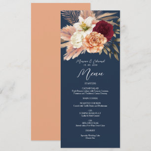 Menu Mariage Bordeaux et Bleu Marine