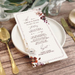 Menu Mariage Bordure tracée à la main de l'automne<br><div class="desc">Les motifs floraux anémones d'automne en haut à droite et en bas à gauche de la bordure tracée à la main bordeaux.</div>