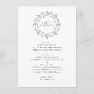 Menu Mariage botanique à la menthe. Feuillage élégant s