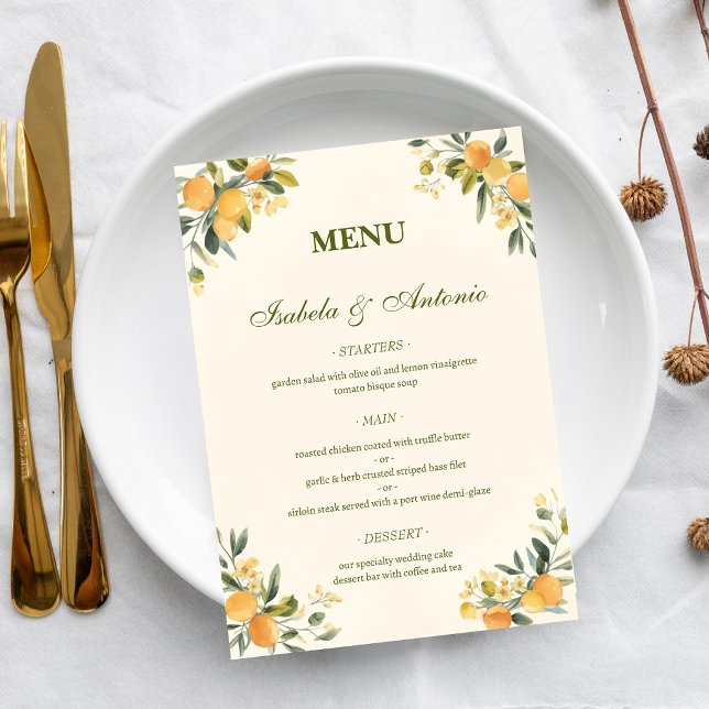 Menu Mariage Botanique de Citron Méditerranéen (Créateur téléchargé)