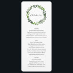 Menu mariage botanique de l'aquarelle feuillue<br><div class="desc">Carte de mariage botanique à l'aquarelle feuillus. Élégante gamme mariage moderne avec aquarelle feuillage. Partie d'une collection</div>