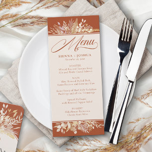 Menu Mariage botanique Duo de feuillage Terre cuite Crè