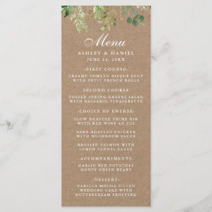 Menu Mariage Botanique Eucalyptus Vert Kraft