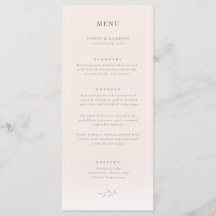 Menu Mariage botanique moderne rose pâle