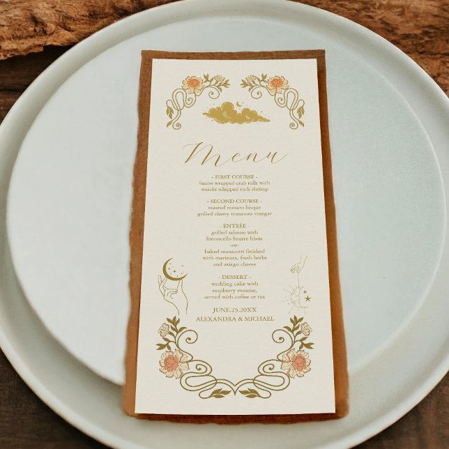 Menu Mariage Botanique Mystique Vintage (Créateur téléchargé)