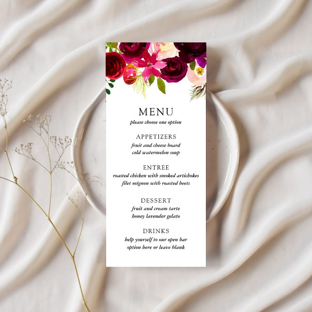 Menu Mariage Bourgogne et Blush (Créateur téléchargé)