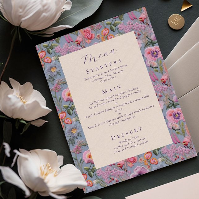 Menu Mariage Broderie Botanique Maximaliste (Créateur téléchargé)