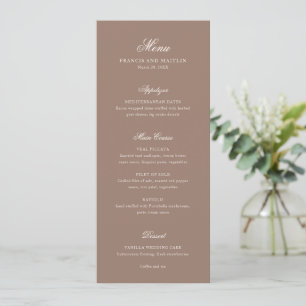Menu Mariage Brun Élégant Romantique