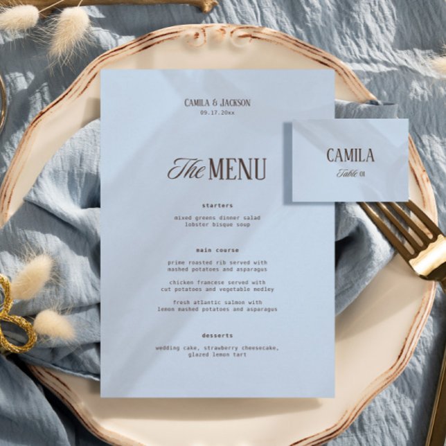 Menu Mariage Brun et Bleu (Créateur téléchargé)