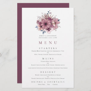 Menu Mariage Budget Purple Berry Pink Florals