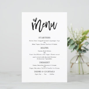 Menu Mariage Budget Trendy Artsy Script Texte uniq