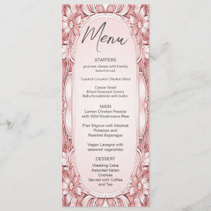 Menu Mariage Cadre Floral Rose