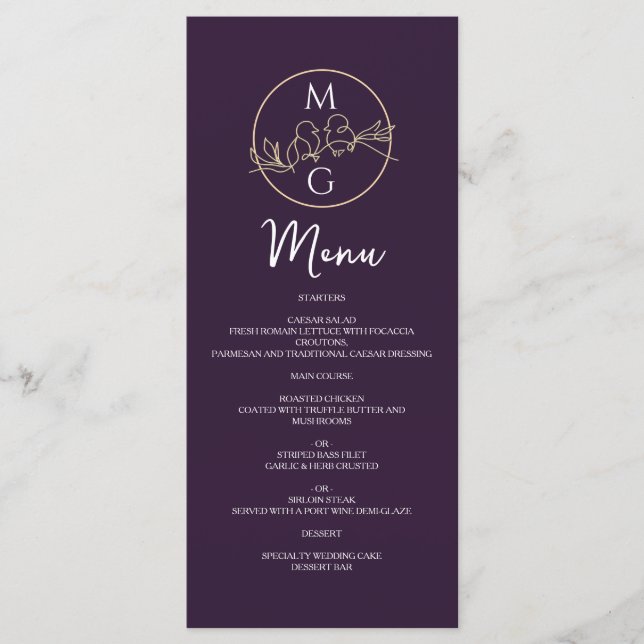 Menu Mariage Calligraphié Élégant (Devant)