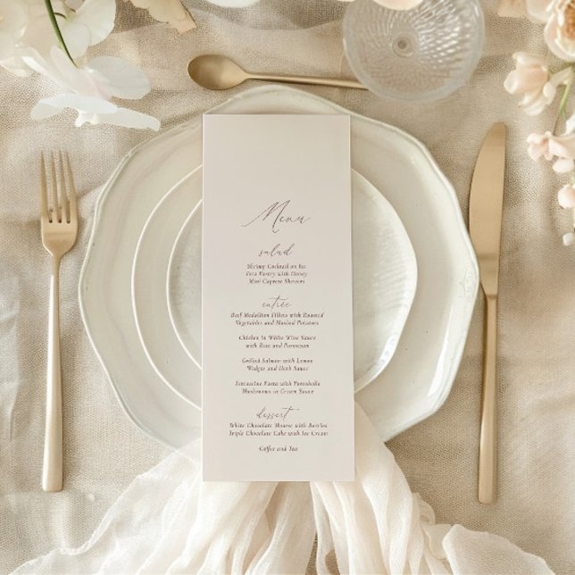 Menu Mariage calligraphié élégant moderne ivoire (Elegant Modern Ivory Calligraphy Wedding Menu)