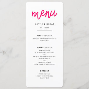 Menu Mariage calligraphie moderne
