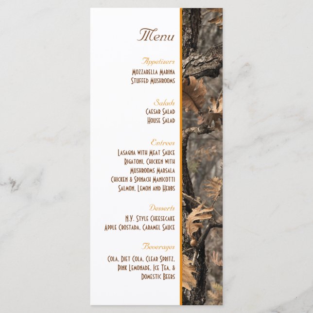 Menu Mariage Camo Chic Hunter (Devant)