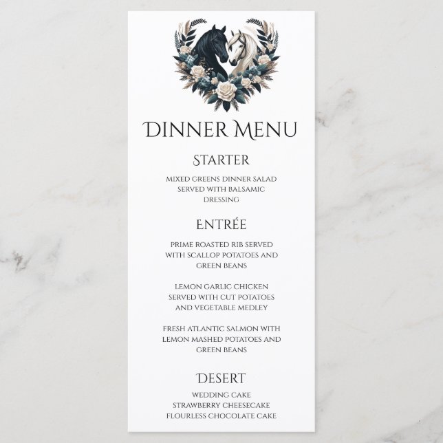 Menu Mariage campagnard-Chevaux en Amour Mariage (Devant)