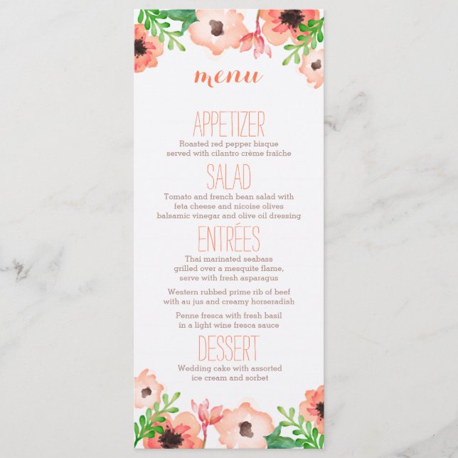 Menu Mariage Canopée Aquarelle (Devant)