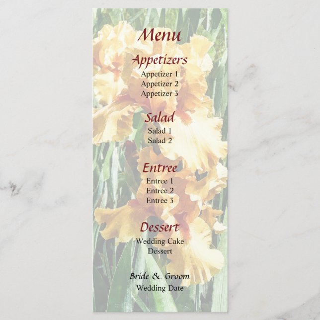 Menu Mariage Celtic Glory Irises (Devant)