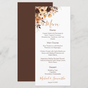 Menu Mariage champêtre automnal aux tons rouille et ivo