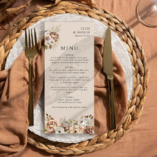 Menu Mariage champêtre de saison automnale marron neutr