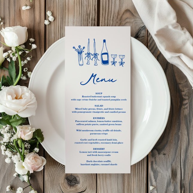 Menu Mariage Champêtre Élégant avec Illustrations de Ch (Créateur téléchargé)