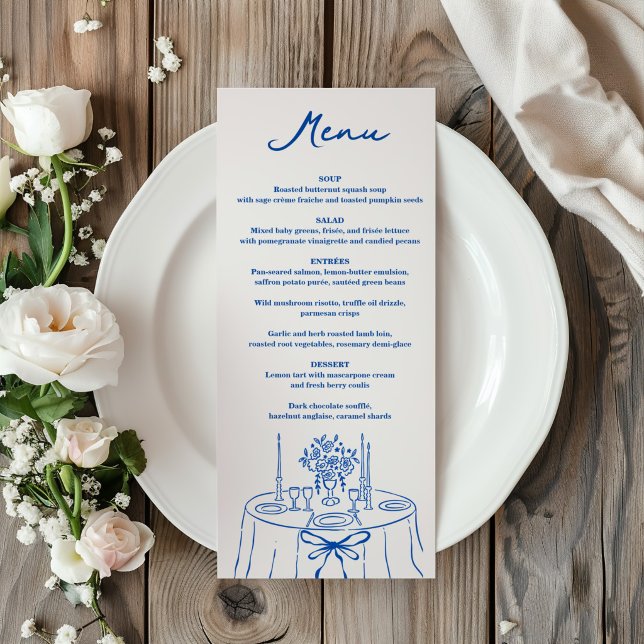 Menu Mariage Champêtre Élégant avec Illustrations de Ch (Créateur téléchargé)