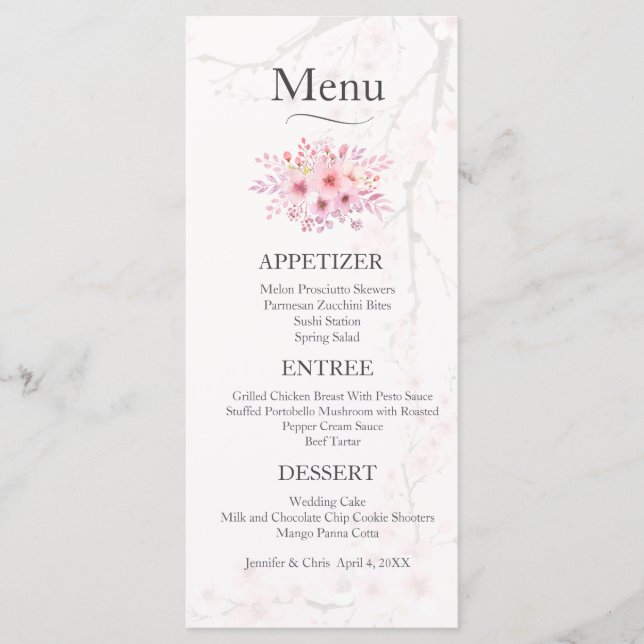 Menu Mariage Cherry Blossom (Devant)