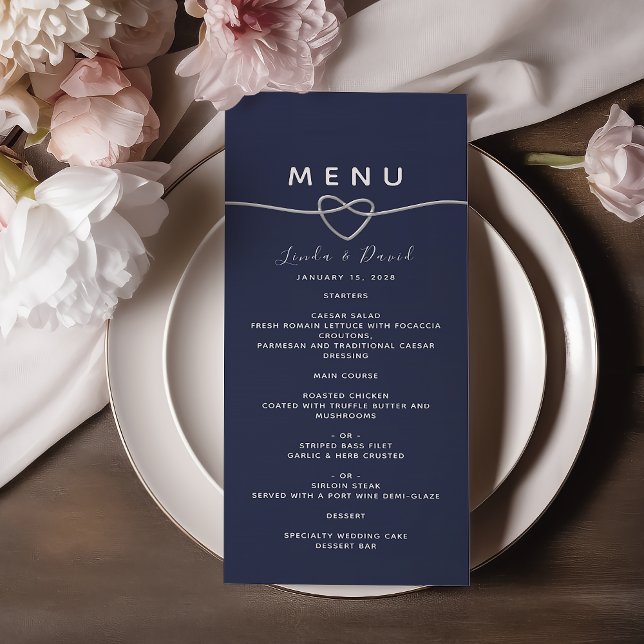 Menu Mariage chic bleu marine (Créateur téléchargé)