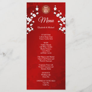 Menu Mariage Chinois Fleur de Cerisier BILINGUE 