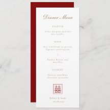 Menu Mariage chinois moderne Double Happiness