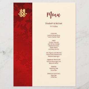 Menu Mariage chinois rouge moderne
