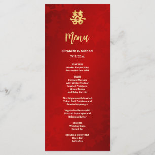 Menu Mariage chinois rouge moderne