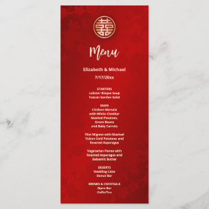 Menu Mariage chinois rouge moderne