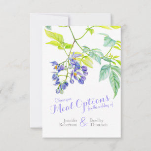 Menu mariage choix Plat violet cartes-réponses flo