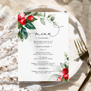 Menu Mariage Christmas Greenery & Red Berries