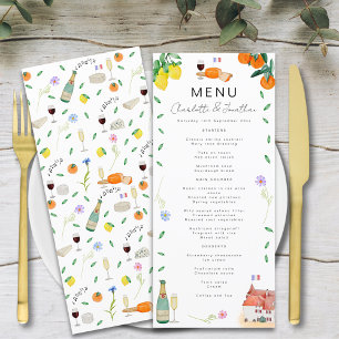 Menu Mariage Citron et Orange Bohème Français