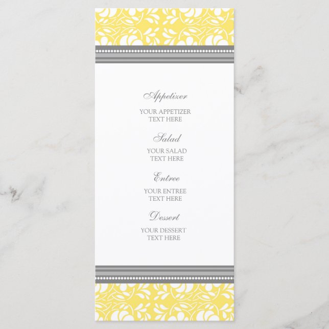 Menu mariage Citron Gris Damas (Devant)