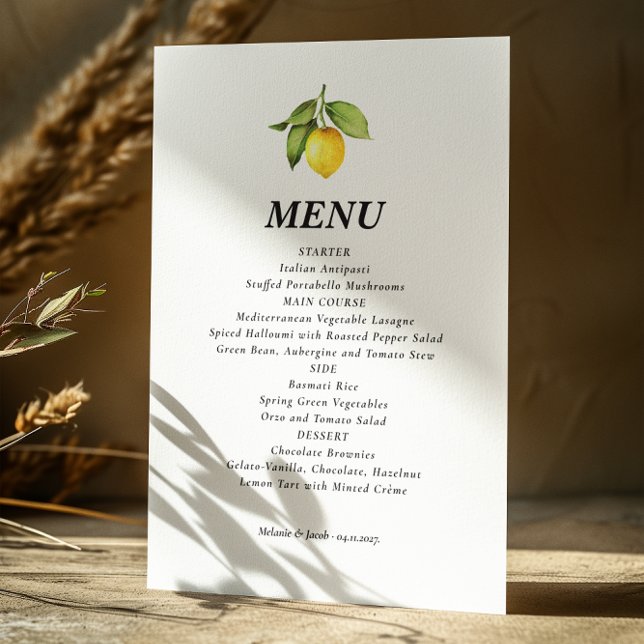 Menu Mariage citron jaune (Créateur téléchargé)