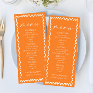 Menu Mariage Citron Ondulé Fantaisiste Orange