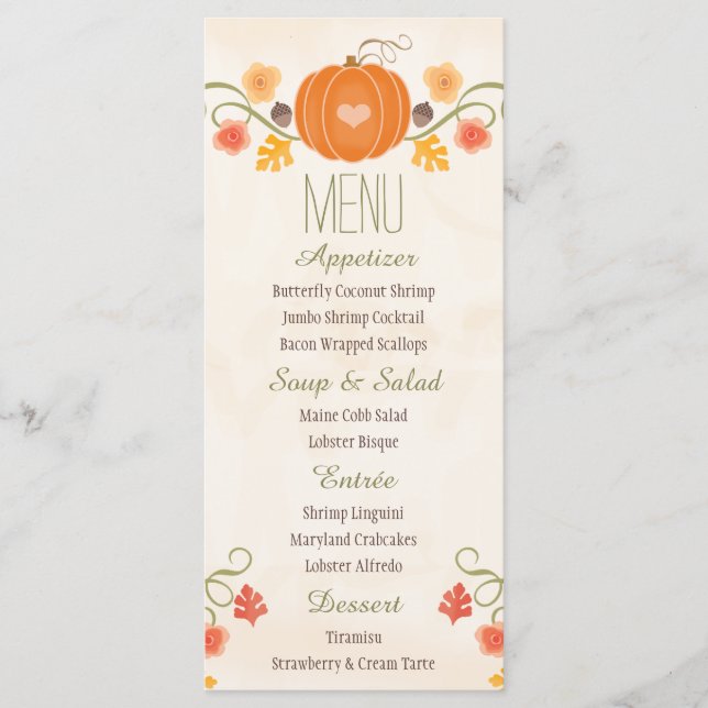 Menu Mariage Citrouille Automne (Devant)