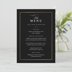 Menu Mariage Classique Élégant Noir et Blanc